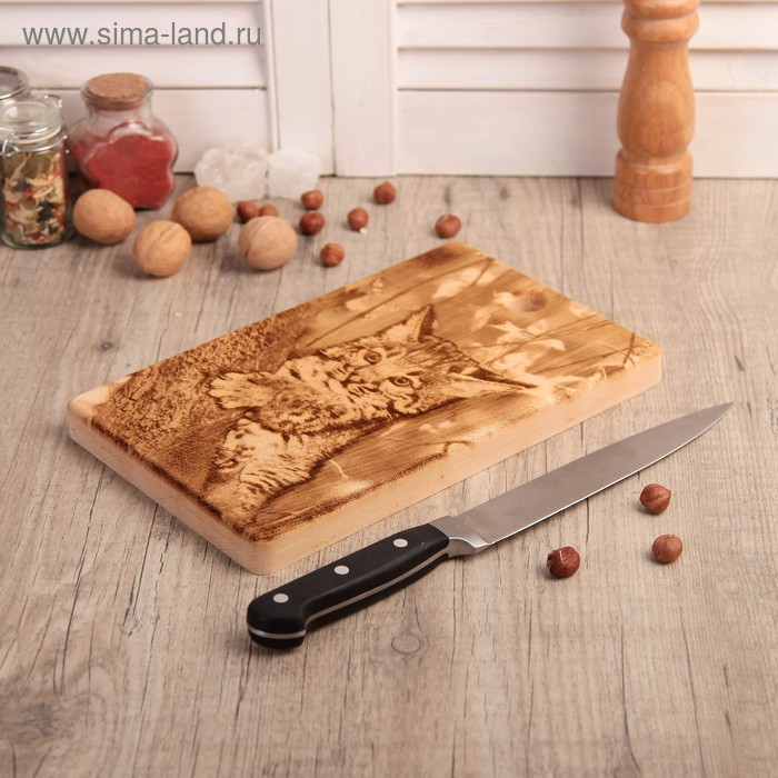 Доска из массива кедра &laquo;Рысёнок&raquo;, прямоугольная, 18 &times; 28 см