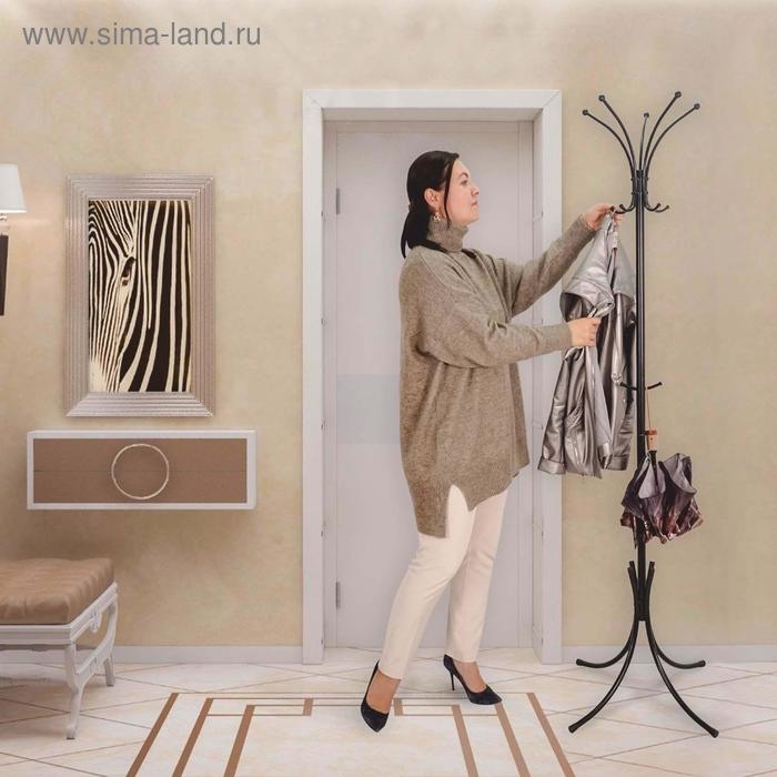 Вешалка напольная &laquo;Корона&raquo;, 63&times;63&times;182 см, разборная, цвет чёрный