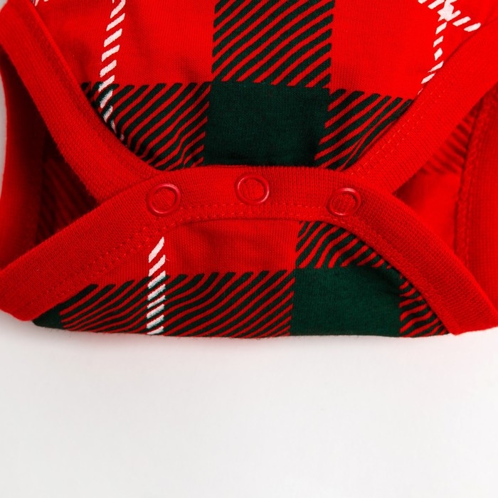 Набор: боди, штанишки и шапочка Крошка Я &laquo;Клетка&raquo;, рост 74-80 см