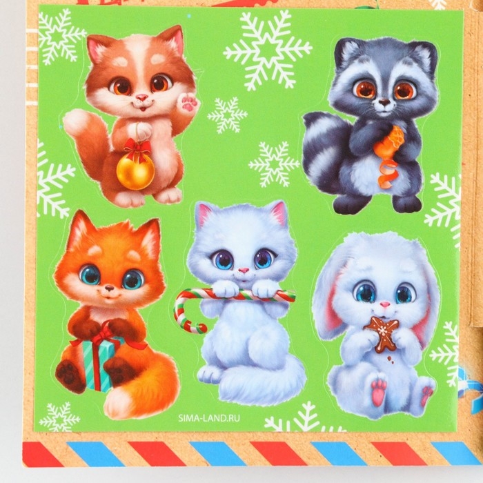 Подарочный набор новогодний &laquo;Новогодняя почта&raquo;, блок бумаги 30 л, ручка синяя паста 1.0 мм и 5 шт наклеек