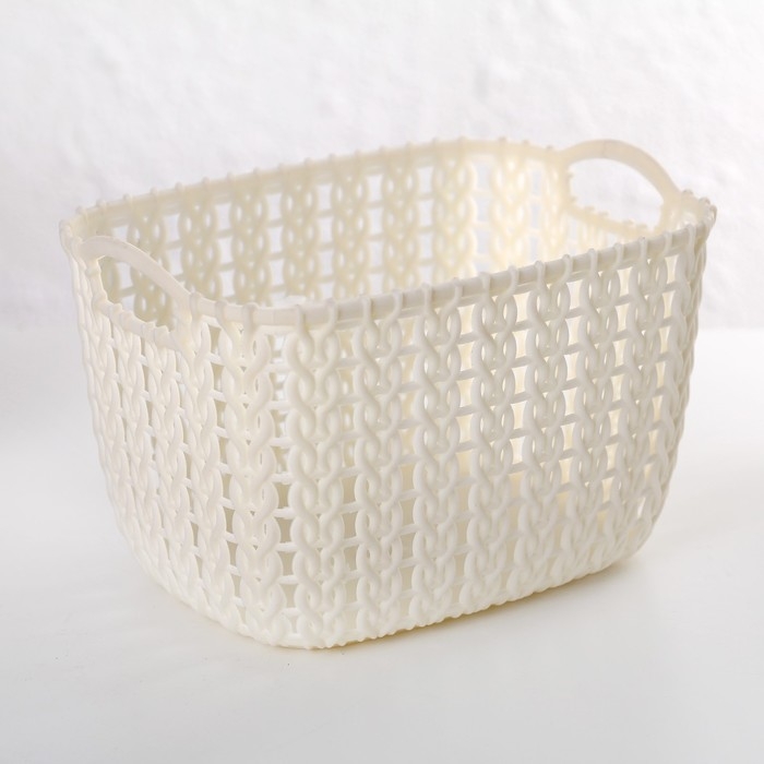 Корзина для хранения с ручками &laquo;Плетение&raquo;, пластик, 12&times;8,5&times;8 см, цвет МИКС