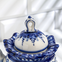 Чайник "Анемон", гжель, фарфор, 14х12 см Чайник "Анемон", гжель, фарфор, 14х12 см