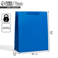 Пакет подарочный ламинированный, упаковка, &laquo;Синий&raquo;, ML 23 х 27 х 11.5 см