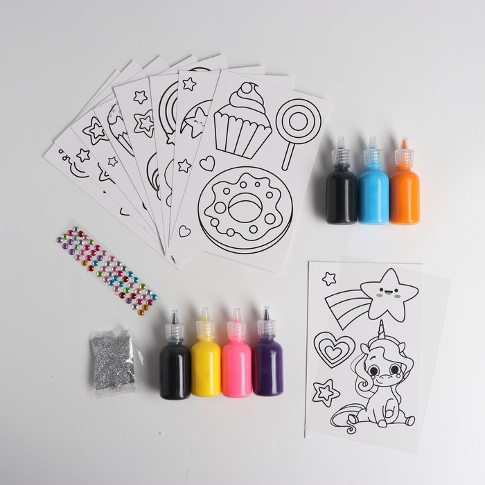 Набор для творчества &laquo;Раскрась витражики: единорог&raquo;, 20 шт в наборе