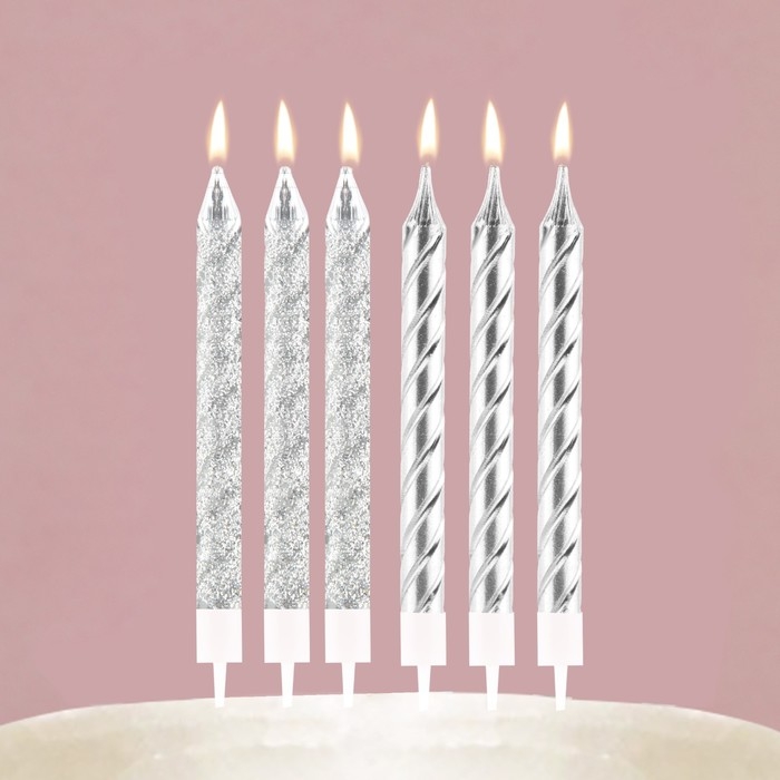 Свечи для торта, &laquo;С днем рождения&raquo;, 6 шт., 7,5 х 0,5 см