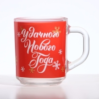 Новый год. Кружка стеклянная «Удачного Нового Года», 200 мл Новый год. Кружка стеклянная «Удачного Нового Года», 200 мл