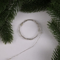 Гирлянда &laquo;Нить&raquo; 1 м роса, IP20, серебристая нить, 10 LED, свечение белое, 3 режима, батарейки AG13х3 (в комплекте)