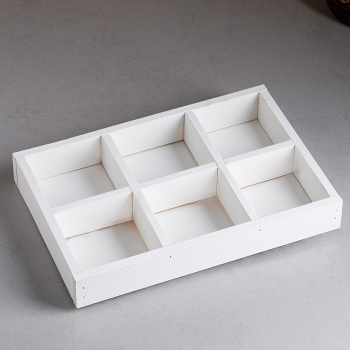 Кашпо деревянное 28&times;19&times;5 см "Six, 6 ячеек", белый Дарим Красиво