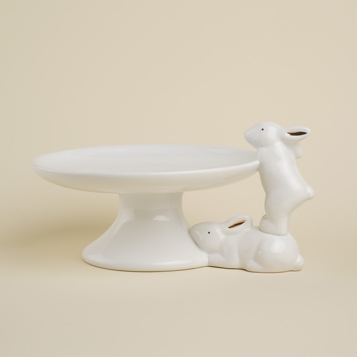 Блюдо сервировочное керамическое SL Home &laquo;Лесные кролики&raquo;, 30,5&times;25&times;15,5 см, цвет белый