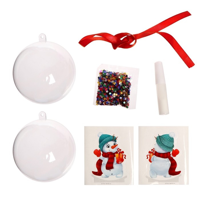 Ёлочный шар своими руками на новый год &laquo;Снеговик&raquo;, новогодний набор для творчества