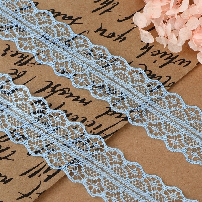 Кружево капроновое, 30 мм &times; 10 &plusmn; 1 м, цвет голубой