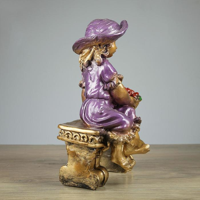 Фигура "Девушка на скамье" бронза, 21х28х44см