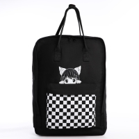 Рюкзак школьный текстильный Anime girl, 38х27х13 см, цвет чёрный