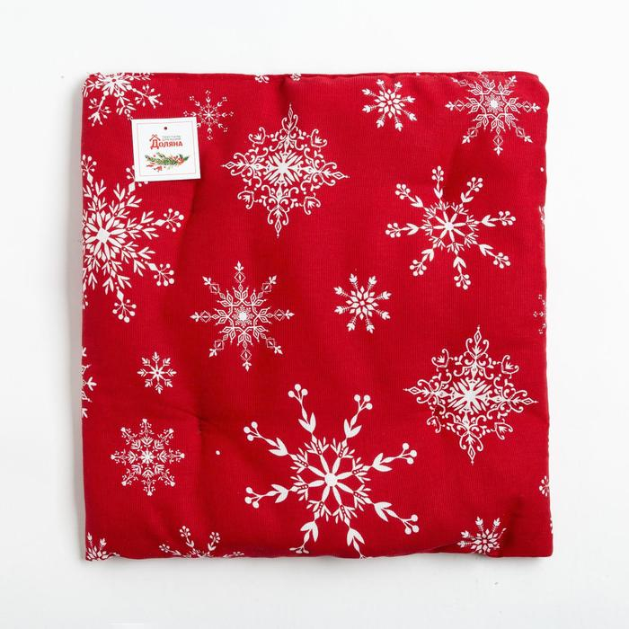 Сидушка на стул &laquo;Белые снежинки&raquo; 42х42х5 см, 100% хлопок, 164 г/м2