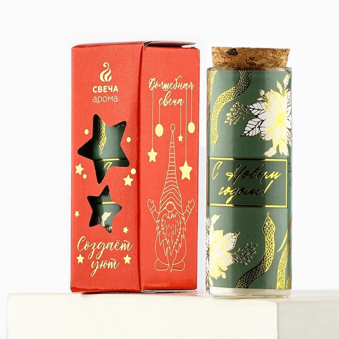 Свеча новогодняя «С новым годом», на Новый год, аромат зеленый чай, 9 х 3,5 см Свеча новогодняя «С новым годом», на Новый год, аромат зеленый чай, 9 х 3,5 см