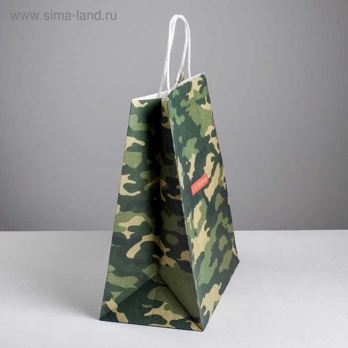 Пакет подарочный крафт, упаковка, &laquo;С 23 февраля&raquo;, 32 х 28 х 15 см