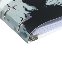 Тетрадь на кольцах А5, 100л кл Комикс, обл пластик, тисн фольг, бл офс