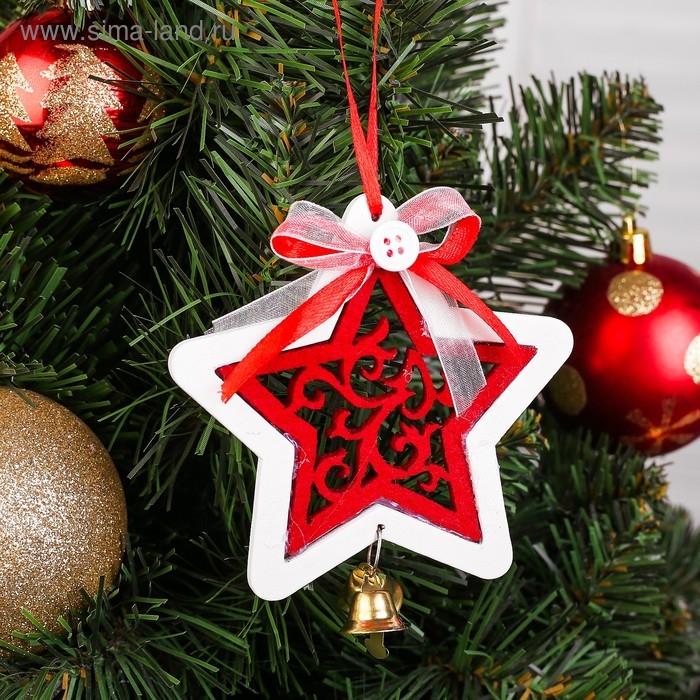 Подвеска новогодняя &laquo;С узорами и колокольчиками&raquo; МИКС