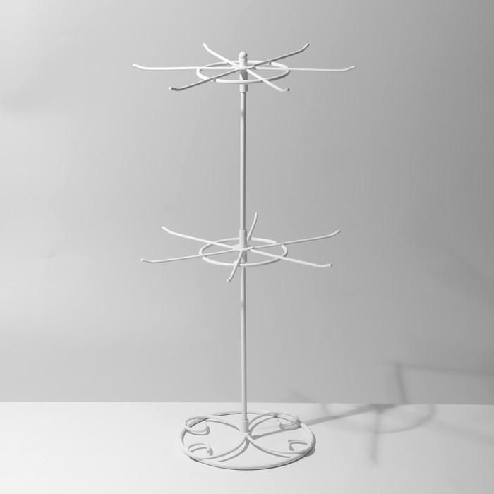 Вертушка, 2 яруса по 8 крючков, 21,5&times;21,5&times;41 см, цвет белый