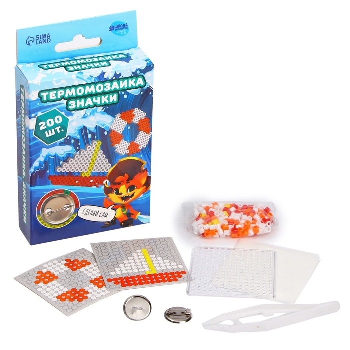 Термомозаика &laquo;Кораблик&raquo; с пинцетом, значком