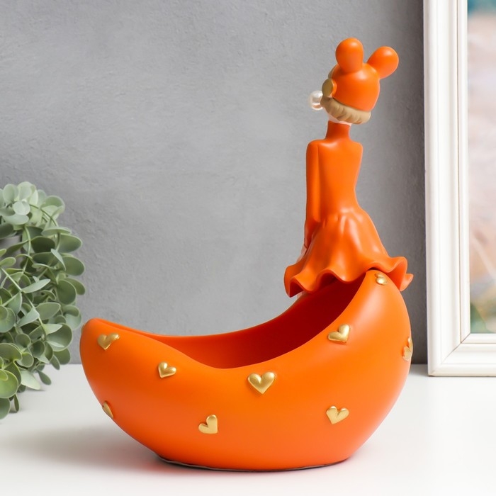 Сувенир полистоун подставка Сувенир полистоун подставка "Девушка ушки мишки, с пузырём" оранжевый 29х19х28 см