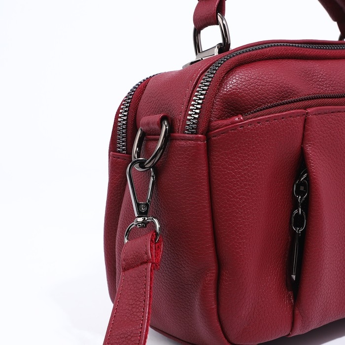 Сумка женская на молнии, цвет бордовый