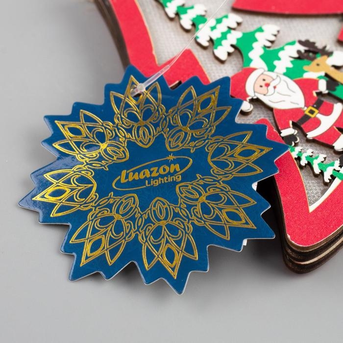 Ёлочная игрушка &laquo;Красная ёлочка с Дедом Морозом&raquo;, от батареек, свечение RGB