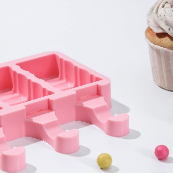 Форма для мороженого &laquo;Венеция&raquo;, силикон, 19,6&times;11&times;2,4 см, 4 ячейки, цвет МИКС