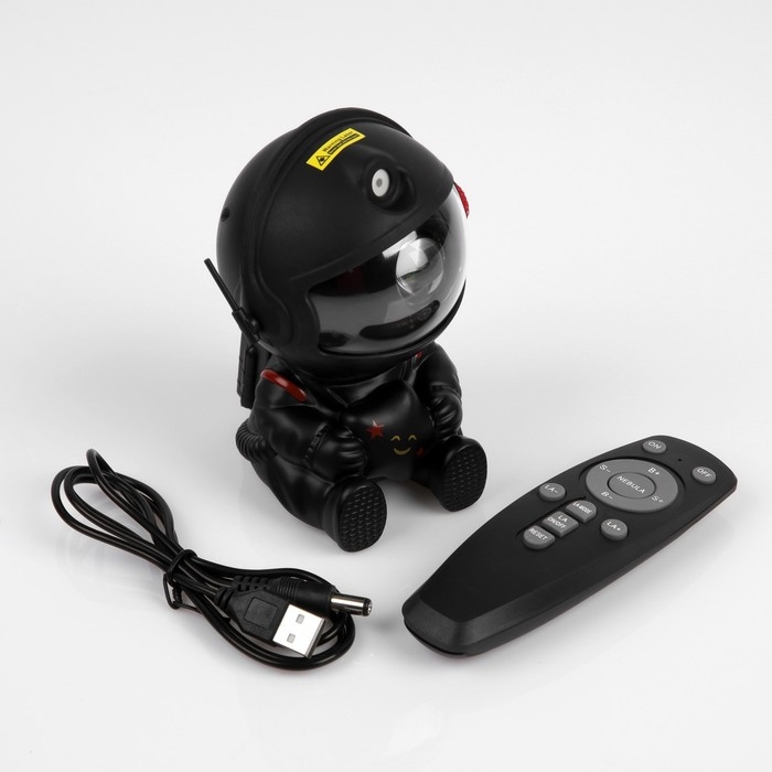 Световой прибор &laquo;Космонавт со звездой&raquo; 13 см, свечение RGB, пульт ДУ, 5 В, чёрный