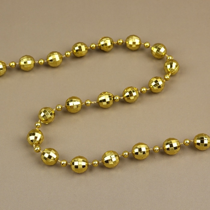 Бусы на нитях &laquo;Диско шар&raquo;, 10/4 мм, 2 м, цвет золотой