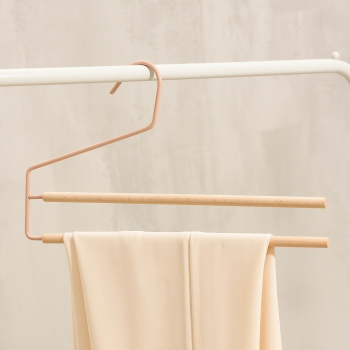Вешалка для брюк и юбок SAVANNA Wood, 36&times;21,5&times;1,1 см, многоуровневая, цвет розовый