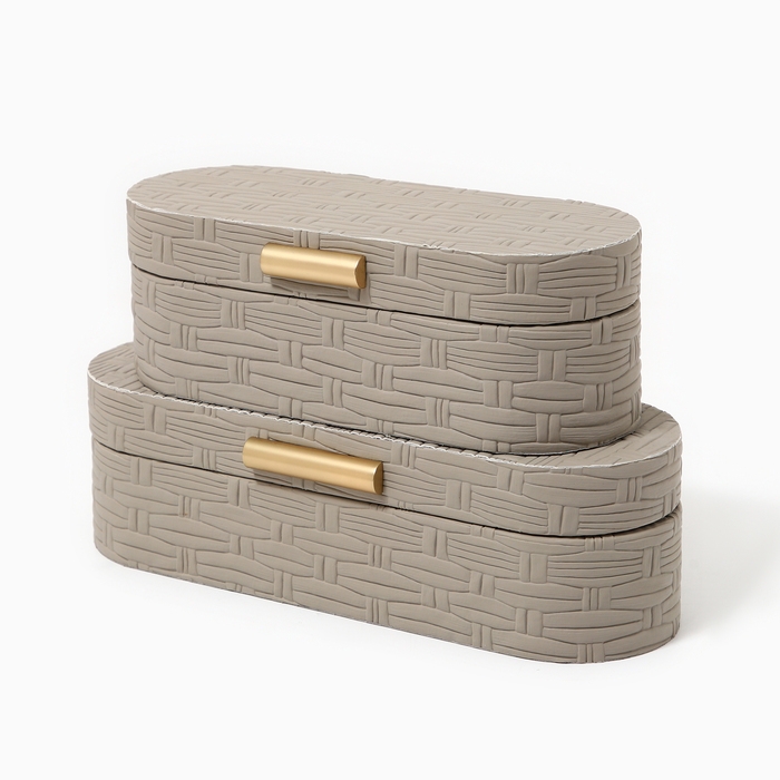 Шкатулка для украшений &laquo;Плетения&raquo; экокожа, набор 2 шт.