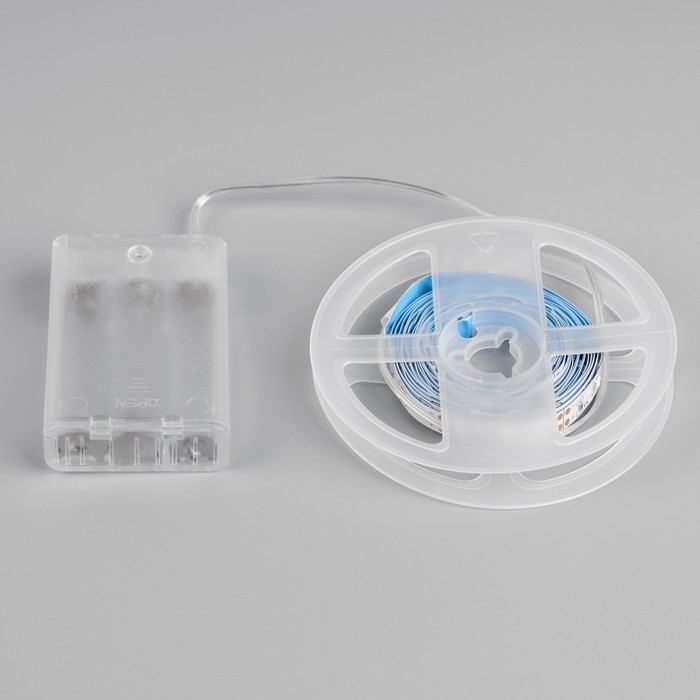 Светодиодная лента Luazon Lighting 3 м, IP20, SMD2835, 30 LED/м, батарейки 3хАА (нет в комплекте), 6000К Светодиодная лента Luazon Lighting 3 м, IP20, SMD2835, 30 LED/м, батарейки 3хАА (нет в комплекте), 6000К