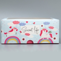 Коробка для капкейков и бенто-торта, кондитерская упаковка &laquo;Ванильные единороги&raquo;, 25 х 25 х 10 см