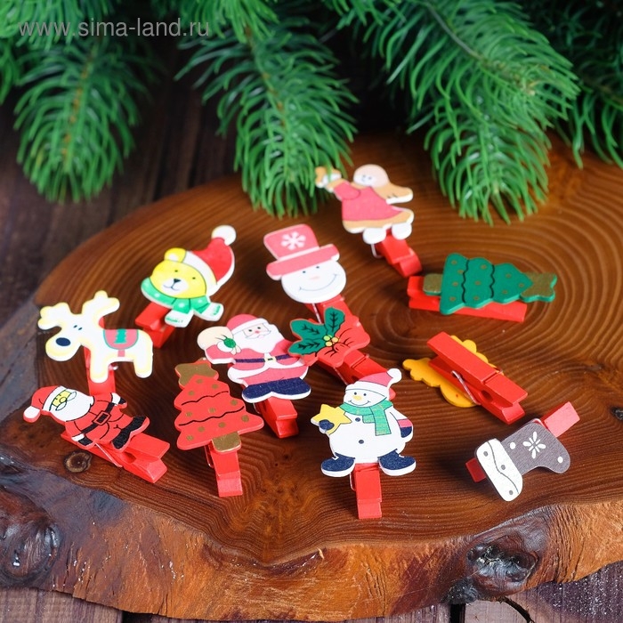 Декоративные прищепки Декоративные прищепки "Всё что нужно в новый год" набор 6 шт. МИКС
