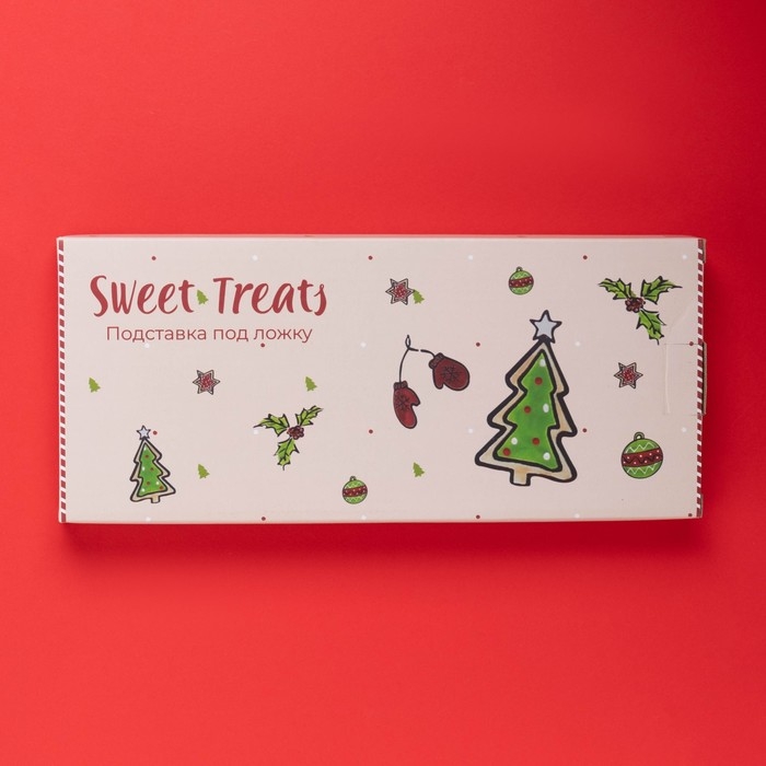 Новогодняя подставка для ложки Доляна Sweet Treats, 26,5×11,5 см, керамика, цвет белый Новогодняя подставка для ложки Доляна Sweet Treats, 26,5×11,5 см, керамика, цвет белый