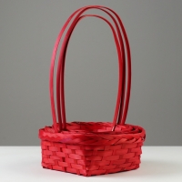 Набор корзин плетеных, D19x9/32 см, D22x9,5/34 см, D25x10/36 см, 3шт, красные, бамбук