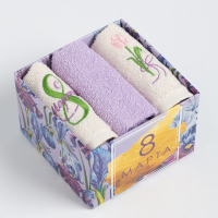 Набор полотенец &laquo;8 Марта&raquo; 30х30 см-3шт, 100% хлопок 340 гр/м2