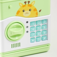 Копилка пластик "Сейф. Жирафик" кодовый замок, звук АА зелёный 13х12х19 см