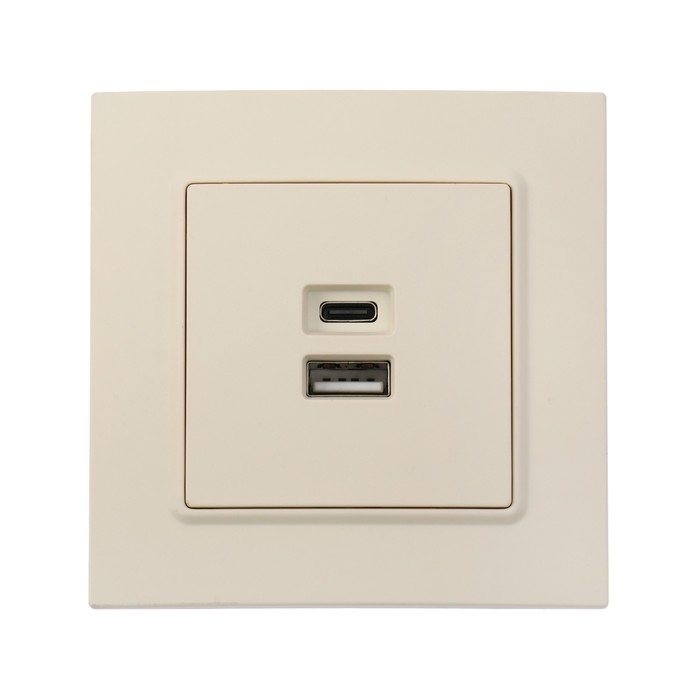 Розетка с USB-A + USB-C разъёмами, 2.1 A, 5В, TOT Elegant, скрытая, бежевая Розетка с USB-A + USB-C разъёмами, 2.1 A, 5В, TOT Elegant, скрытая, бежевая