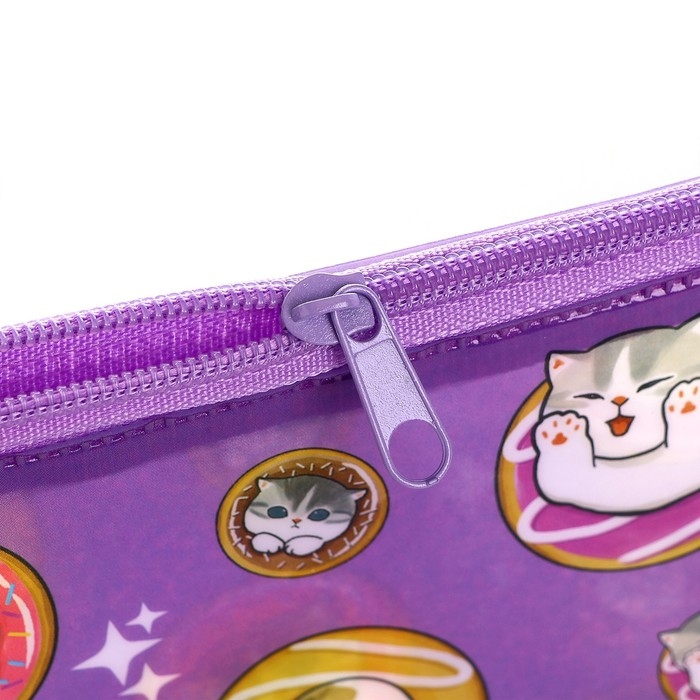 Пенал школьный мягкий плоский 9,5 х 20,5 ПВХ &laquo;1 сентября: Котятки&raquo; МИКС