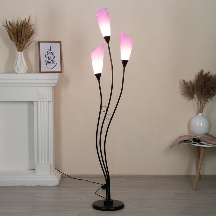 Торшер "Айрис" 3хЕ27 15Вт черно-фиолетовый h.167 см