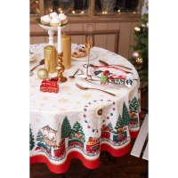 Скатерть "Этель" Новогодняя ярмарка  d=150 +/- 3см с ГМВО, 100%хл, саржа 190 гр/м2