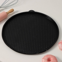 Коврик перфорированный круглый Доляна, силикон, d=35 см, цвет чёрный Коврик перфорированный круглый Доляна, силикон, d=35 см, цвет чёрный