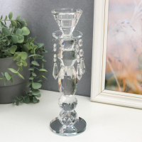 Подсвечник стекло на 1 свечу "Хрустальные подвески" 25,5х8х8 см Подсвечник стекло на 1 свечу "Хрустальные подвески" 25,5х8х8 см