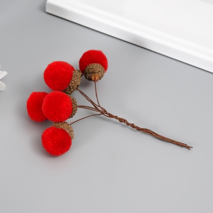 Цветы для декорирования Цветы для декорирования "Хлопчик" красный 1 букет= 6 веточек d=2 см 11 см