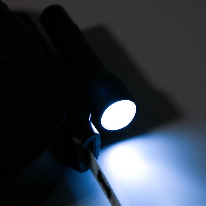 Рулетка &laquo;Косточка&raquo; с фонарем и отсеком для пакетов, 4,5 м, вес животного до 20 кг, черная