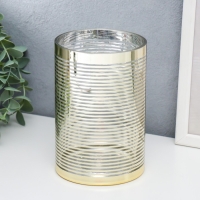 Подсвечник стекло на 1 свечу "Полоски" золото 15х10х10 см Подсвечник стекло на 1 свечу "Полоски" золото 15х10х10 см