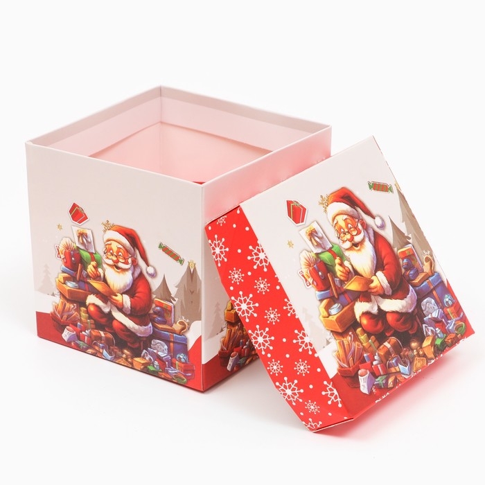 Новый год. Коробка Самосборная "Колокольчики" 10 х 10 х 10 см