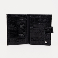 Портмоне мужское на магните для автодокументов и паспорта, цвет чёрный